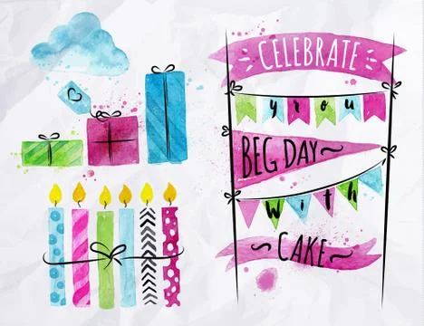 Birthday Set 스톡 일러스트