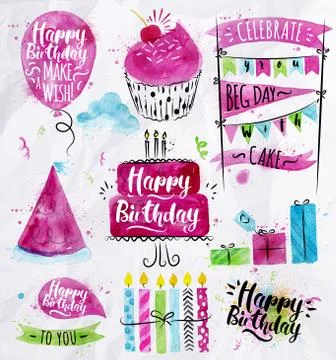 Birthday Set Stock Illustration