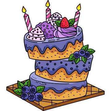 Birthday Stack of Donut Candle and Cherry Clipart Stock Illustration