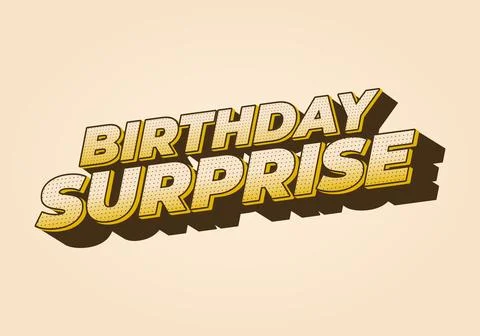 Birthday surprise. Text effect for a balloon shop or cake shop for advertis.. Illustrazione stock