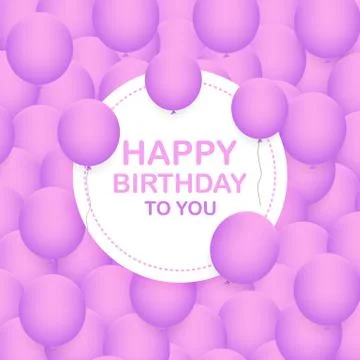 Birthday template with colorful balloons. Vector illustration. Illustrazione stock