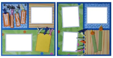 Birthday theme scrapbook frame template Stock Photos