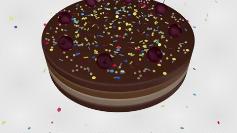 Birthday transition, animation 3D with cake and confetti on a transparent alpha Stock Footage 218838281