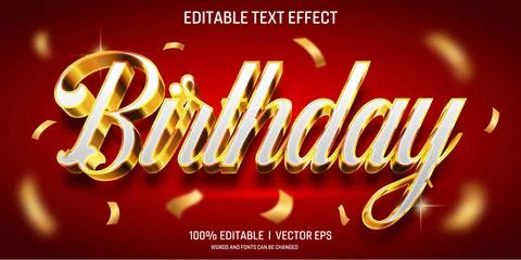 Birthday vector 3d text effect with modern style design Stock Illustration