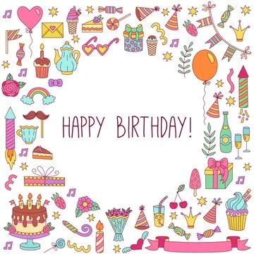 Birthday vector icons set Stock Illustration