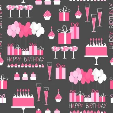 Birthday vector  seamless pattern Stock Illustration