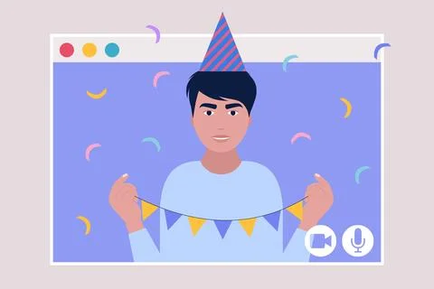 Birthday video call Stock Illustration