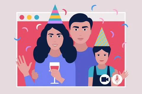 Birthday video call Illustration