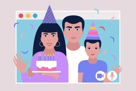 Birthday video call Stock Illustration