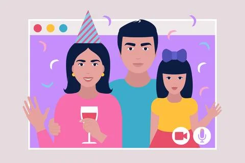 Birthday video call Stock Illustration