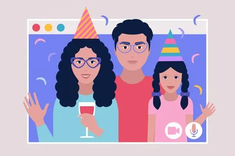 Birthday video call Stock Illustration