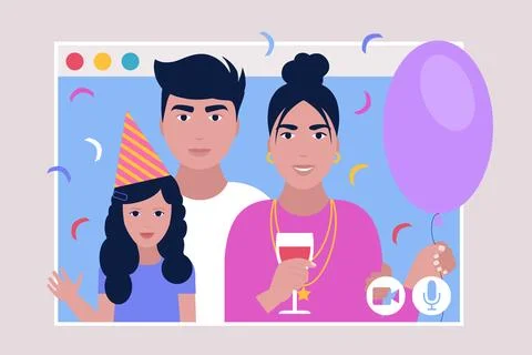Birthday video call Stock Illustration