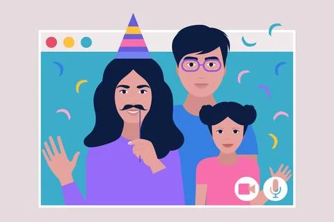 Birthday video call Stock Illustration