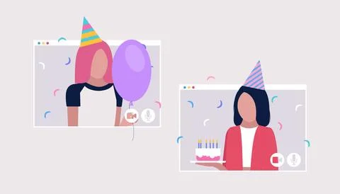 Birthday video call Stock Illustration