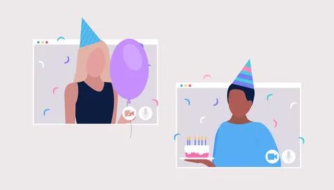 Birthday video call Stock Illustration
