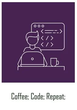 Birthday wishes for programmer postcard with linear glyph icon Stock Illustration