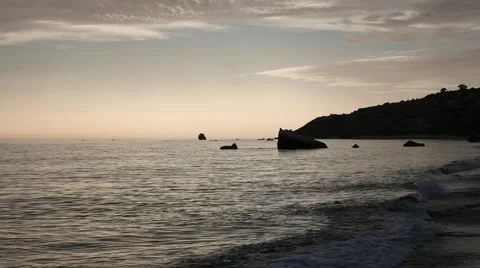 The Birthplace Of Aphrodite. Sunset. Cyprus Stock Footage