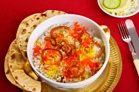 Biryani and chapatis Stock Photos