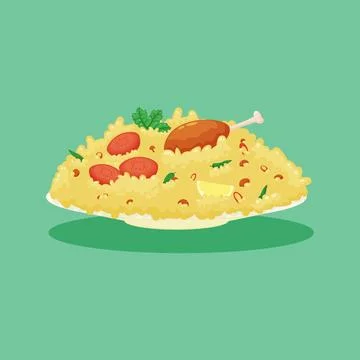 Biryani background. Design with cartoon style. Stock Illustration