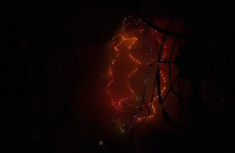 BIRZEBBUGA, MALTA - Aug 01, 2015: Ground fireworks display, mechanised fire d Stock Photos