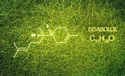 Bisabolol or levomenol molecule. It is natural monocyclic sesquiterpene alcohol Stock Illustration