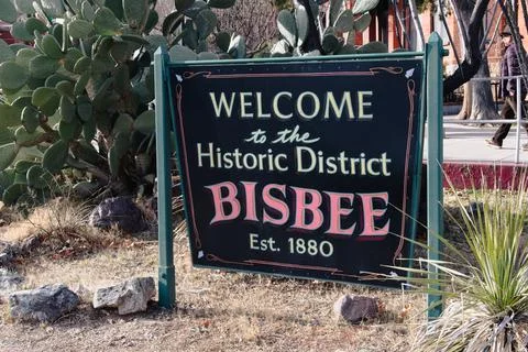 Bisbee, Arizona USA - December 30th, 2019 - Welcome sign Stock Photos