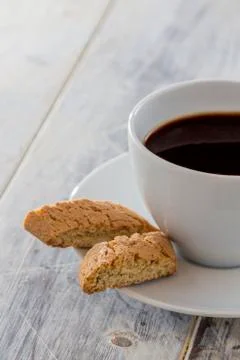 Biscotti and coffee Stock Photos