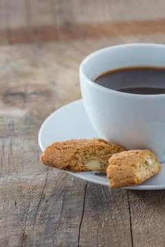 Biscotti and coffee Stock Photos