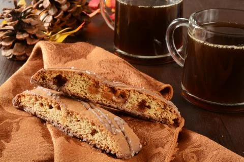 Biscotti and coffee Stock Photos
