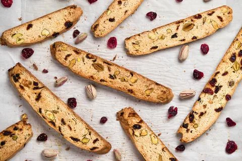 Biscotti flat overhead horizontal view Stock Photos
