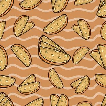 Biscotti Seamless Pattern in Cartoon Style. Perfect For Background, Backdro.. Stock Illustration