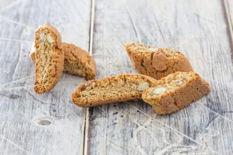 Biscotti on wooden table Stock Photos