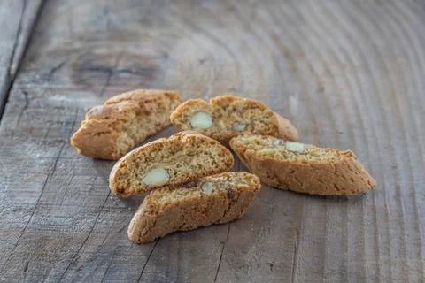 Biscotti on wooden table Stock Photos