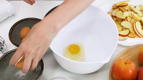 Biscuit Apple pie. Step by step close up accelerated video Stock Footage 129202068