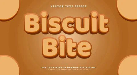 Biscuit Bite editable text effect Template Stock Illustration