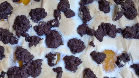 Biscuit cake with pieces of chocolate. Stock Footage 203219376