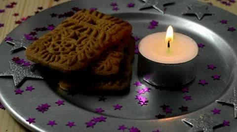 Biscuit with candle Stock Footage 20490183