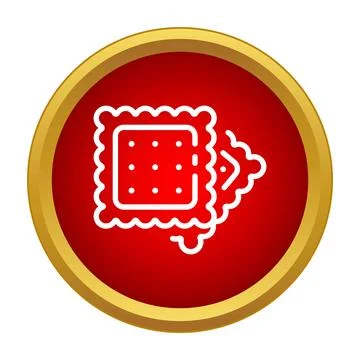 Biscuit cookie snack icon in a red circle Stock Illustration