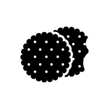 Biscuit cookie vector bite cartoon black illustration. Vector biscuit cookie top Stock Illustration