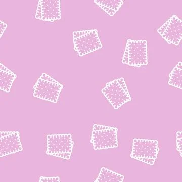 Biscuit cookies line vector seamless pattern Illustrazione stock