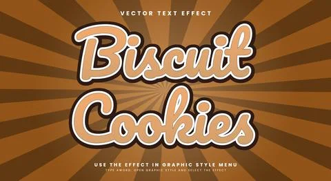 Biscuit Cookies Snack Style Editable Text effect Stock Illustration