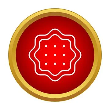 Biscuit cracker icon in red and gold circle Stock Illustration