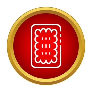 Biscuit cracker icon in red and gold circle Stock Illustration