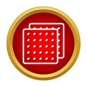Biscuit crackers icon with red circle and golden border イラスト素材
