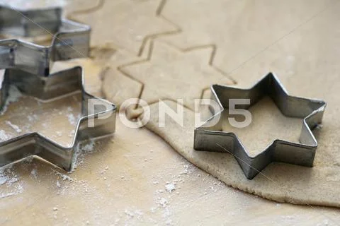 Biscuit Dough With Star-Shaped Cutters