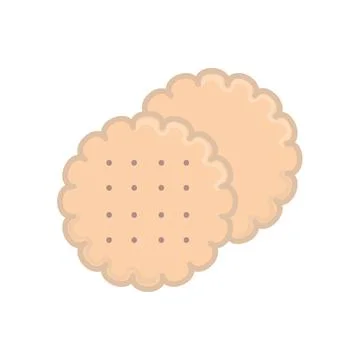 Biscuit flat icon. Pictogram for web. Line stroke. Cookie isolated on white b Stock Illustration