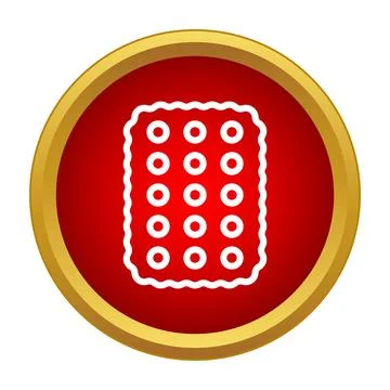 Biscuit icon on red circle with gold border Stock Illustration