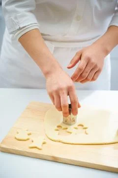 Biscuit making process, studio shot Stock Photos