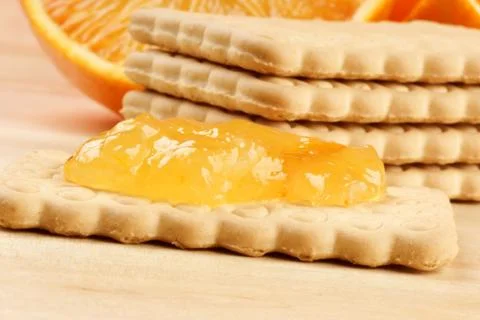 Biscuit with marmalade Stock Photos