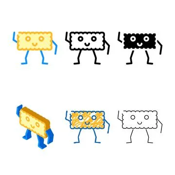 Biscuit multistyle dessert character color icon vector Stock Illustration